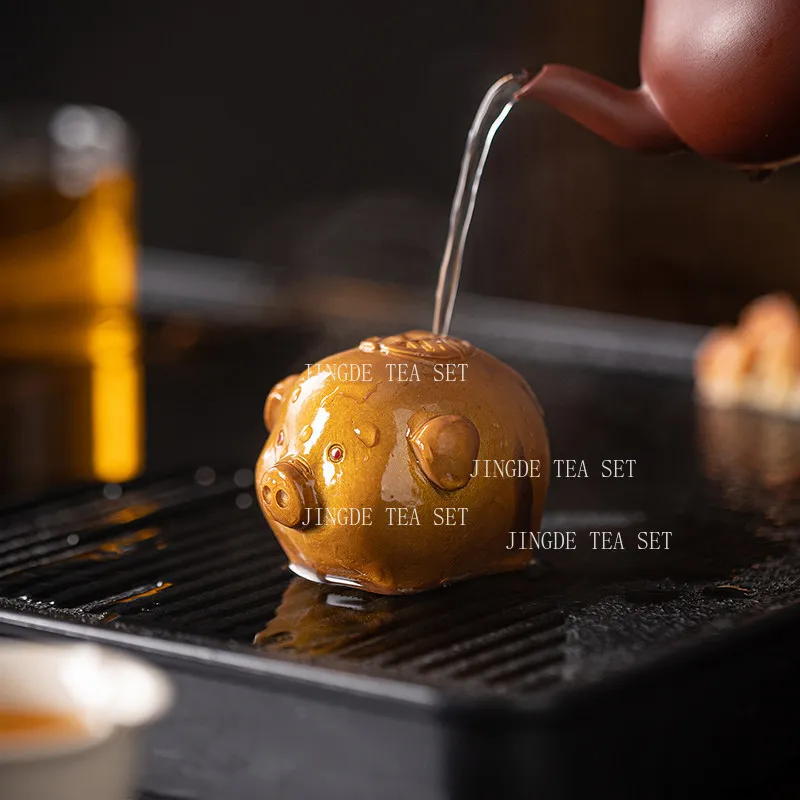 Color Changing Pig Tea Pet Lucky Cute Animal Ornament Chinese Desktop Tea Play Home Tea Ceremony Accessories Teaware