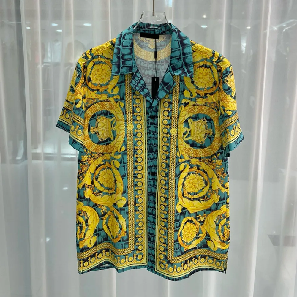 Kaus Pemuda Fashion Musim Panas Pria Pasang Baru Kaus Lengan Pendek Longgar Pria Cetak Digital Perjalanan Cepat Kering Santai Luar Ruangan Hawaii