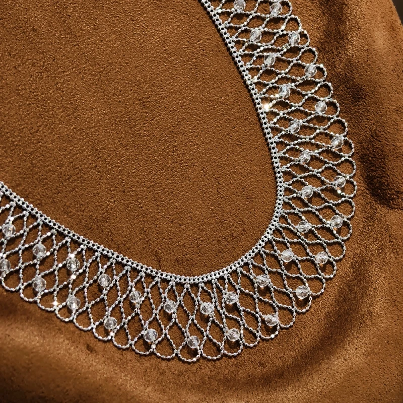 Bellux Gold Store's Same Style Italian Tassel Lace Necklace S925 Pure Silver Thick Plated 18k Gold Silver Color Collarbone Chain