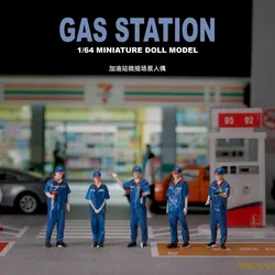 Painted figures 1:64 gas station petrol attendant miniature photography car model model resin figure with miniature scene