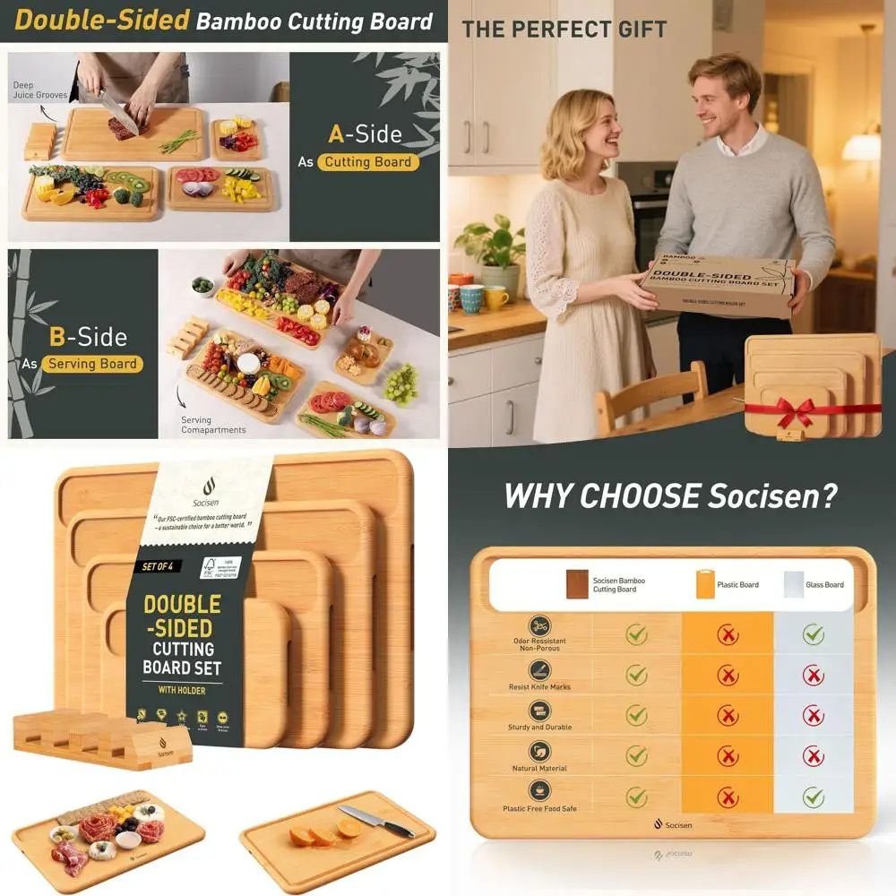 

Premium Bamboo Cutting Board Set with Sink Holder: Perfect Gift for Busy Moms on Christmas, Birthdays, and More