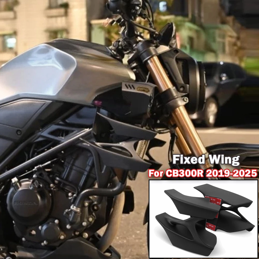 

Motorcycle Wing Let Front Spoiler Stabilizer For HONDA CB300R 2019-2025 2024 Decorative Side Fairing Winglet Air Deflector
