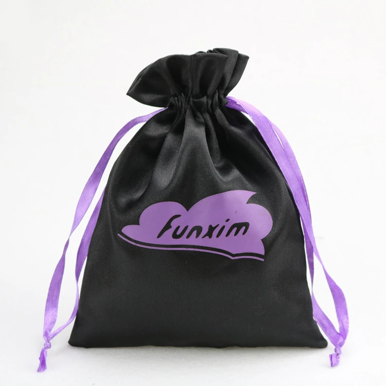 

50PCS Satin Hair Bags Packaging Jewelry Cosmetic Party Gift Silk Drawstring Pouches Shoe Storage Sachet Print Logo Custom Sack