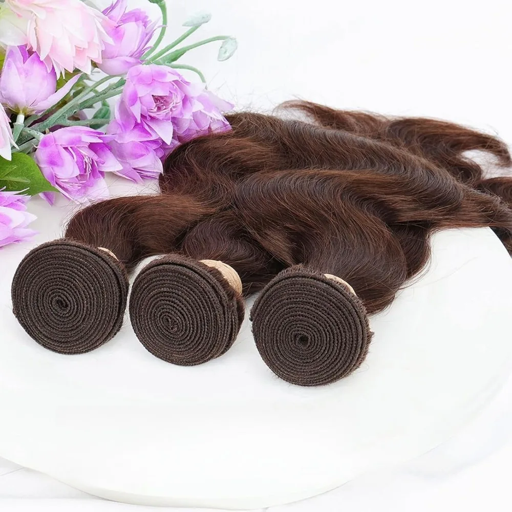 26 Inch 100g/PC Light Brown Body Wave Human Hair Bundles Double Weft Hair Extensions Brazilian Virgin Hair Full End