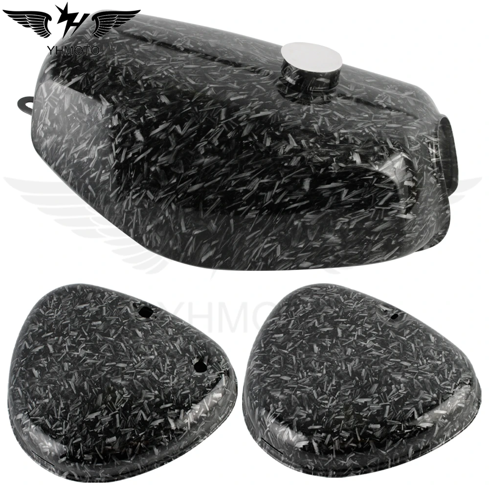 Motorcycle Fuel Tank Side Cover Set Protector Fairing Kit For Simson S51 S60 S70 S80 Water print Carbon fiber 3K Twill Weave