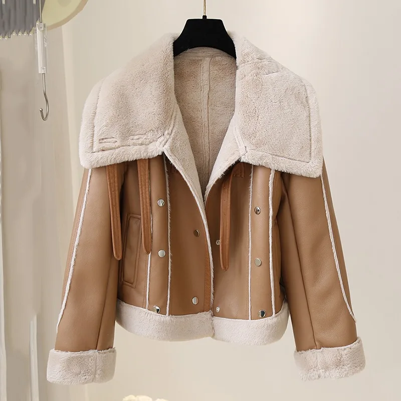 

2023 Spring Autumn Fur Coat Women Short Winter Wear New Thick Warm Trichomegaly Suede Lamb Wool Jacket Fashion Commuter Overcoat