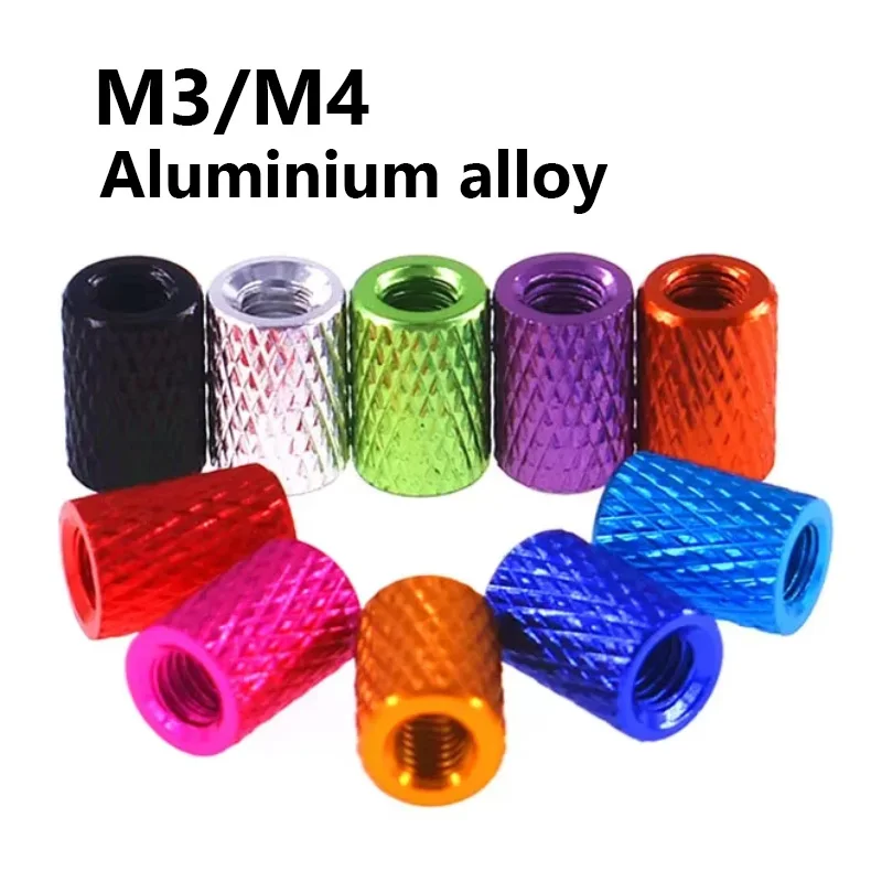 Colored Aluminum Alloy Knurled Nuts M3 M4 Anodised Through Hole Knobs Knurled Hand Nuts for Model