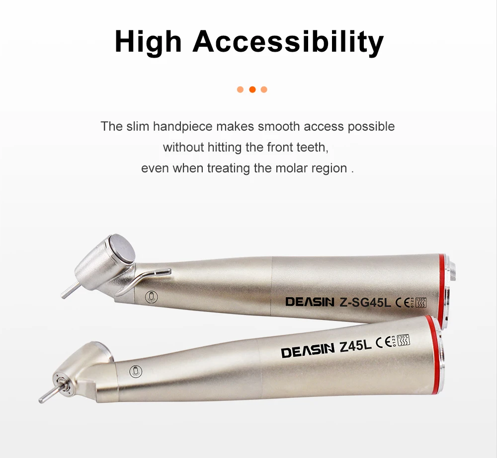1:4,2 Vergrößernder roter Dental-Niedriggeschwindigkeits-Winkelstückadapter Z45L für elektrische Mikromotor-Dentalhandstücke, 45 Grad mit LED-Glasfaser – Detail 9