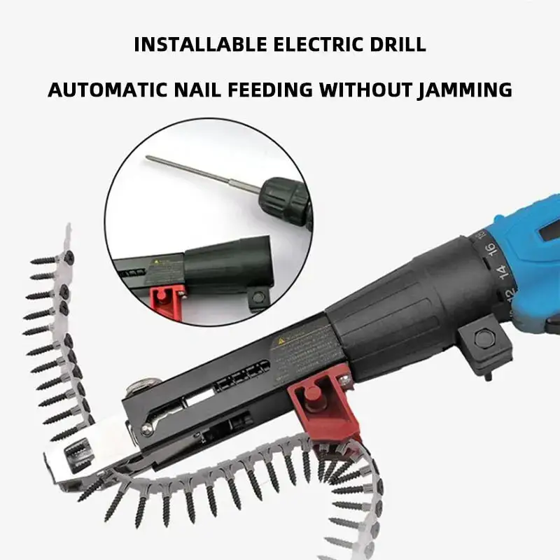 Automatic Chain Nail Gun Adapter Electric Screw Gun Rechargeable Self Tapping Screwdriver For Electric Drill Woodworking Tools