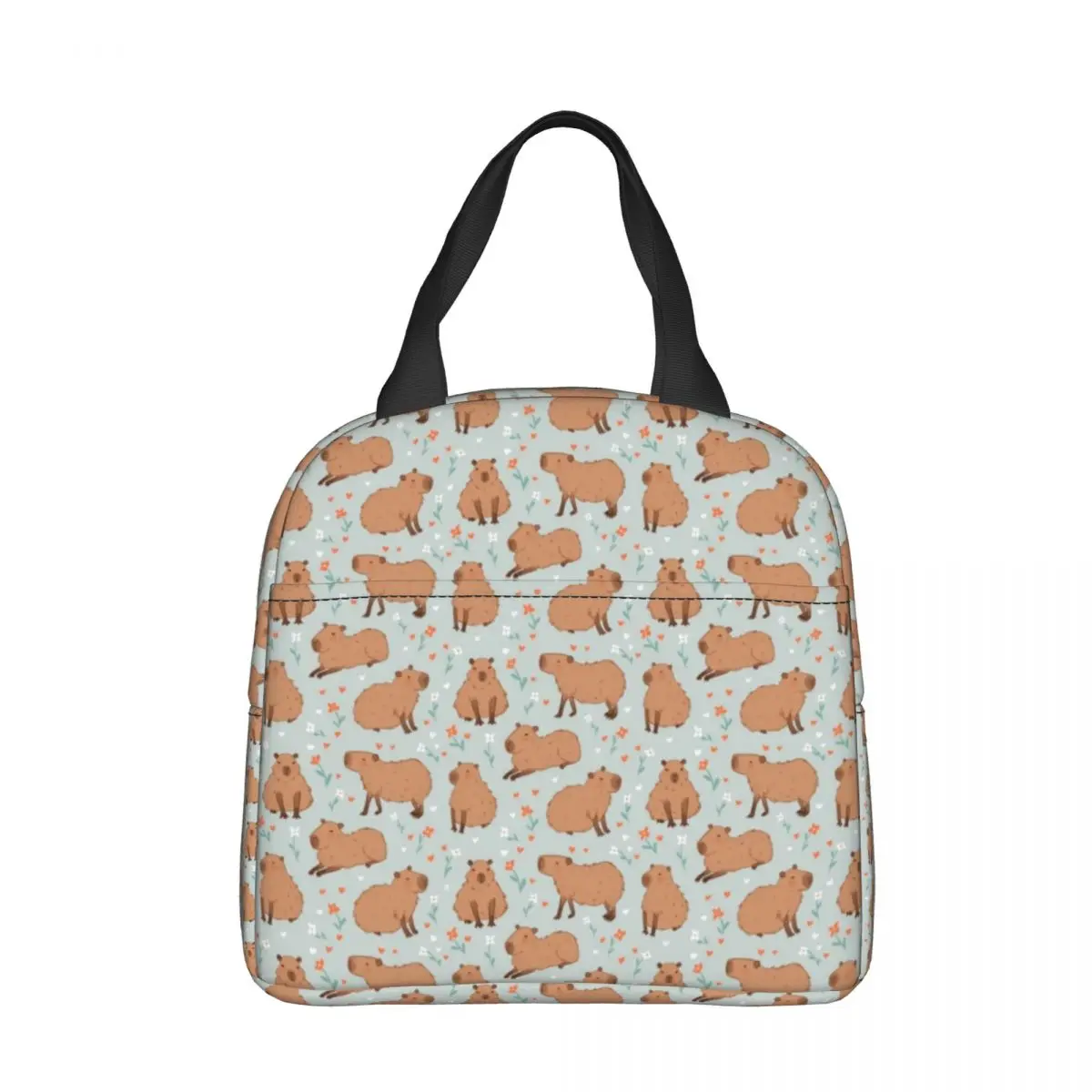 Capybara Cute Pattern Insulated Lunch Bag Portable Animal Lover Reusable Thermal Bag Tote Lunch Box College Outdoor Bento Pouch