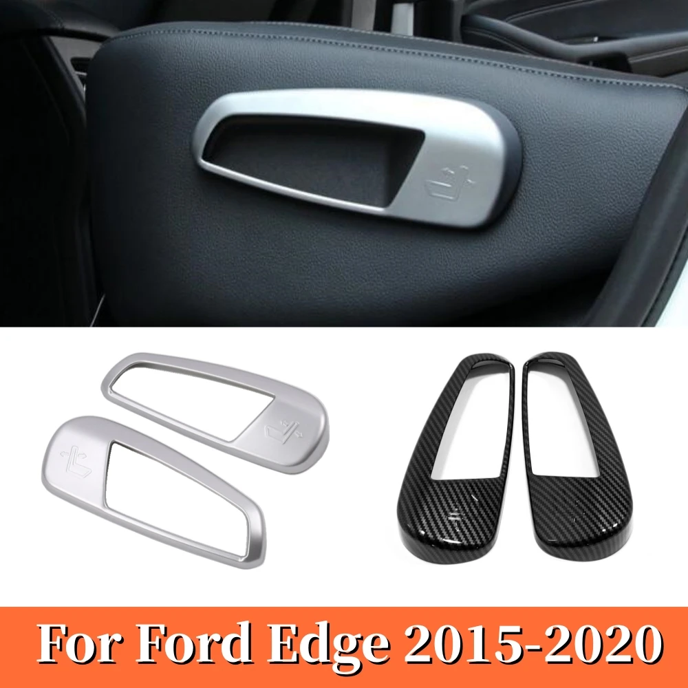 

For Ford Edge 2015-2018 2019 2020 ABS Matte Car Seat adjustment Switch Cover Trim Carbon fiber Silver Styling Accessories 2pcs