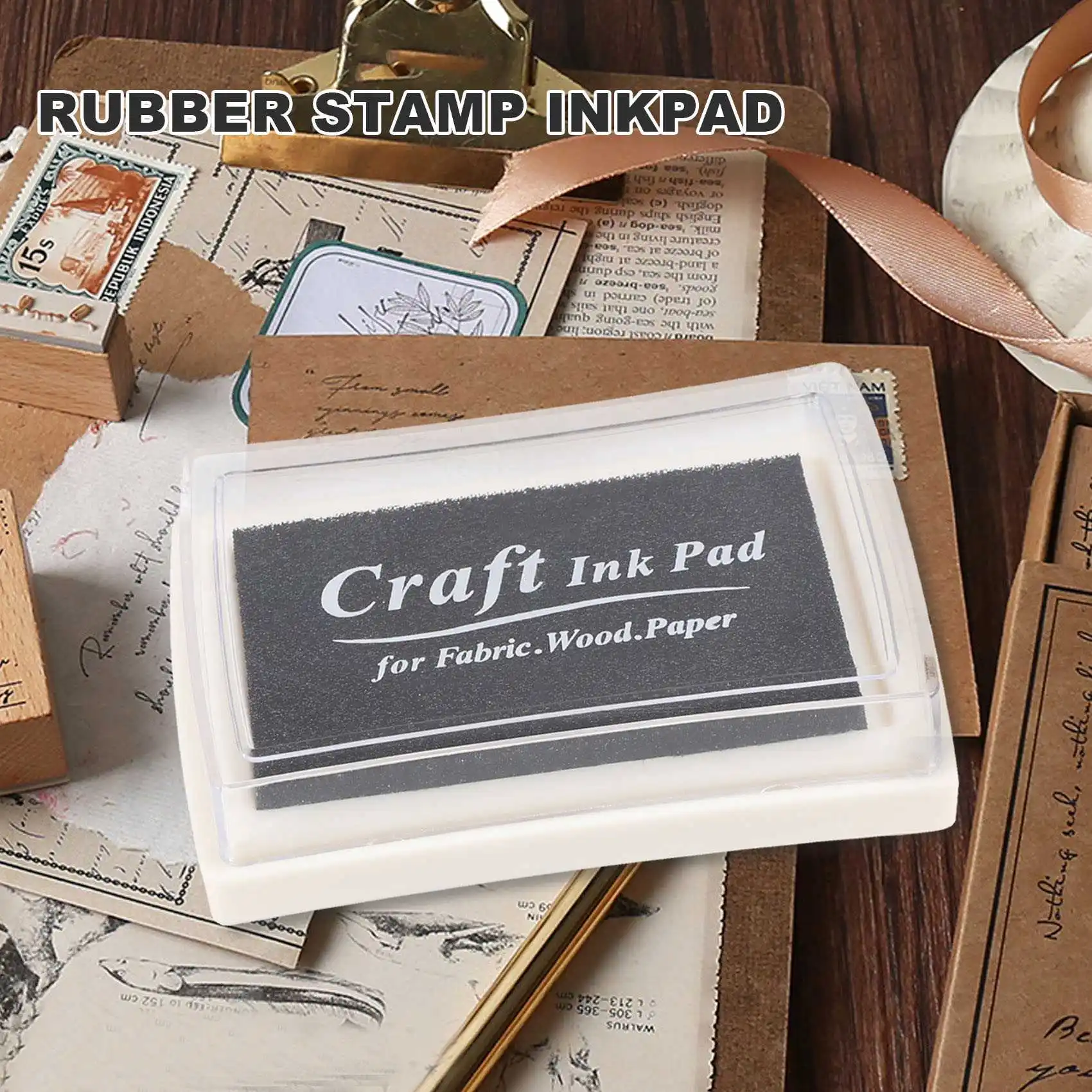 Zwart inktkussen Stempelkussen Rubberstempel Vingerafdruk Craft Niet-giftig Baby Safe SQ