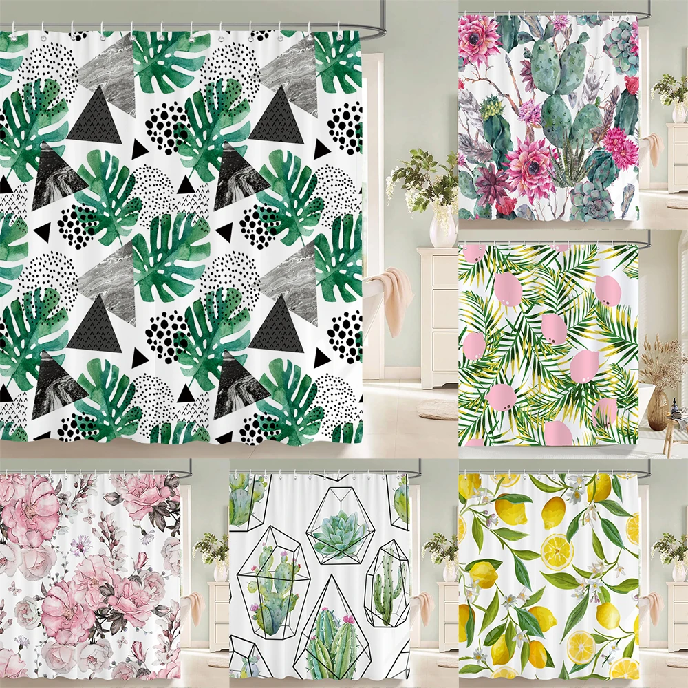 

3D Printed Fabric Shower Curtains Floral Bath Screens Waterproof Bathroom Decor with Hooks Flowers and Birds Shower Curtain