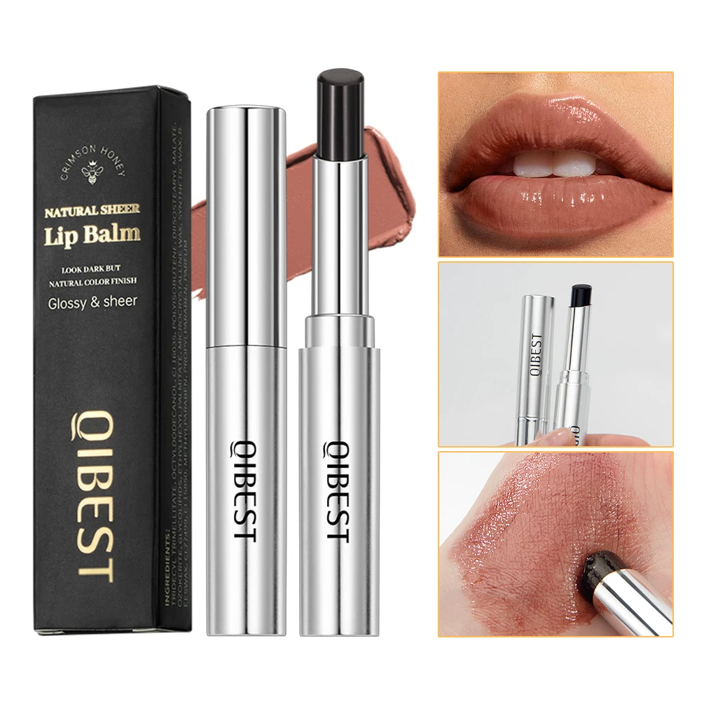 

QIBEST Black Honey Lipstick Long Lasting Moisturizing Natural Lip Plumper Makeup Smooth Enhancing Color Lip Plumping Gloss Tint