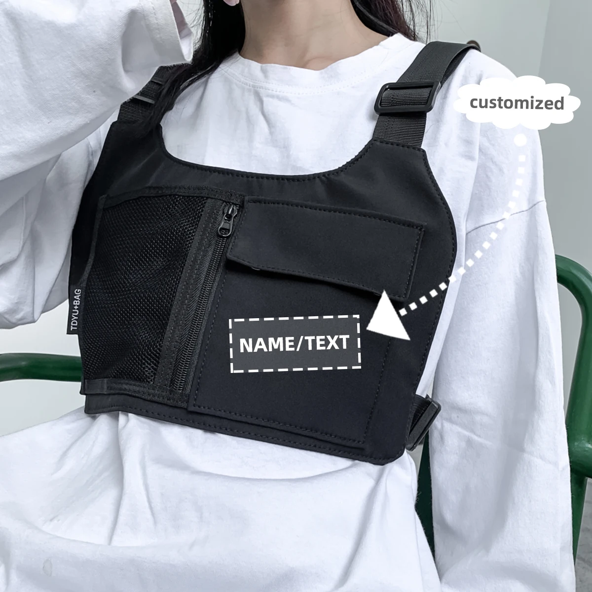 고급 맞춤형 로고 툴링 조끼 가방, 가슴 가방, 전술 기능 멀티 포켓 라이딩 웨어러블 백팩, 개인 맞춤 DIY