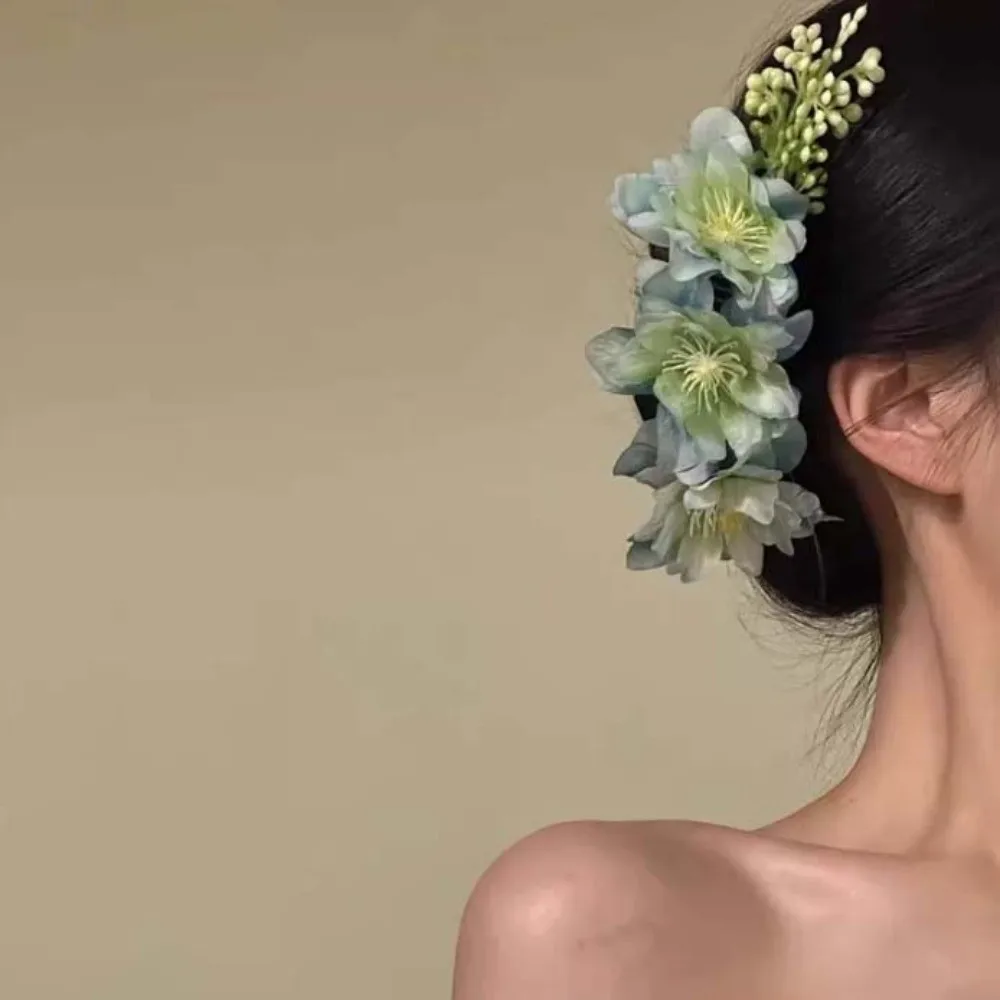 

Hair Accessories Sweet Bohemian Flowers Hairpin Headwear Thai Style Floral Hair Comb Plastic Cloth Chignon Hair Clips Daily