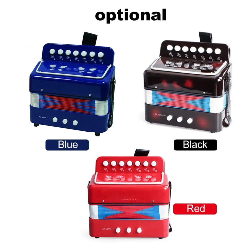 KKMOON Kids Accordion لعبة صغيرة الآلات الموسيقية 7 مفاتيح زر وردي وردي أحمر أبيض للأطفال الصغار المبتدئين