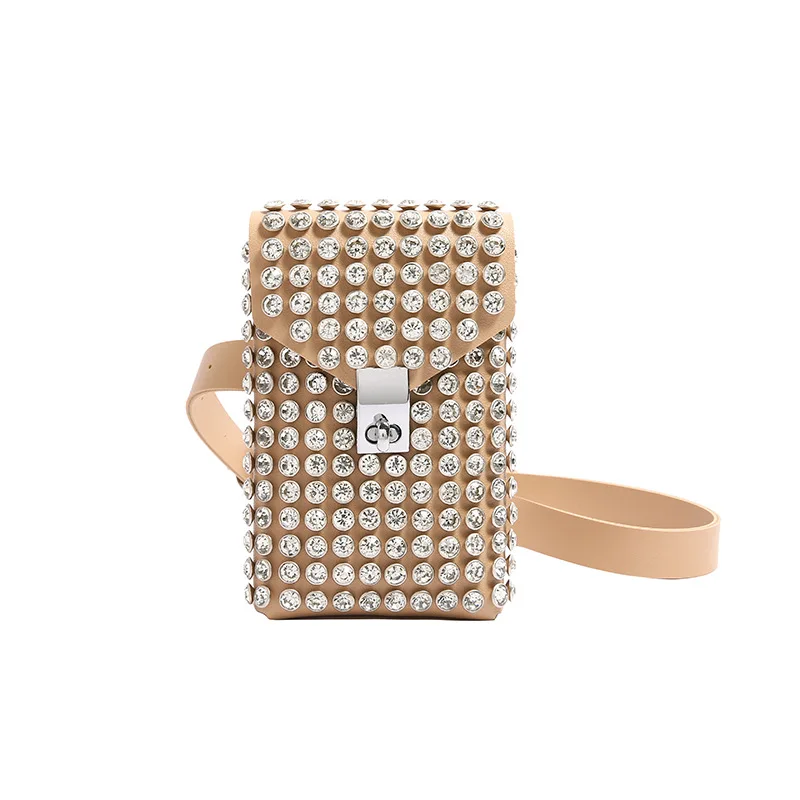 فاخر كامل حجر الراين المرأة الهاتف الخصر أكياس انفصال بولي Leather حزام خصر جلد سلسلة الأحذية حقيبة كتف Crossbody حزمة B1 #6