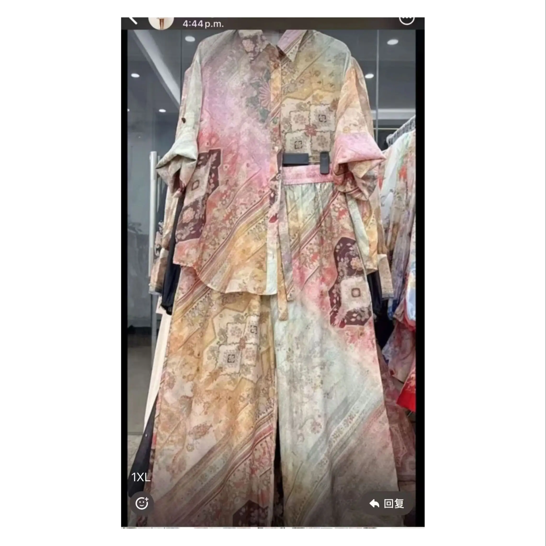 

2025 Summer Casual Style Shirt Elastic Waist Wide Leg Pants Women's High End Printed Set