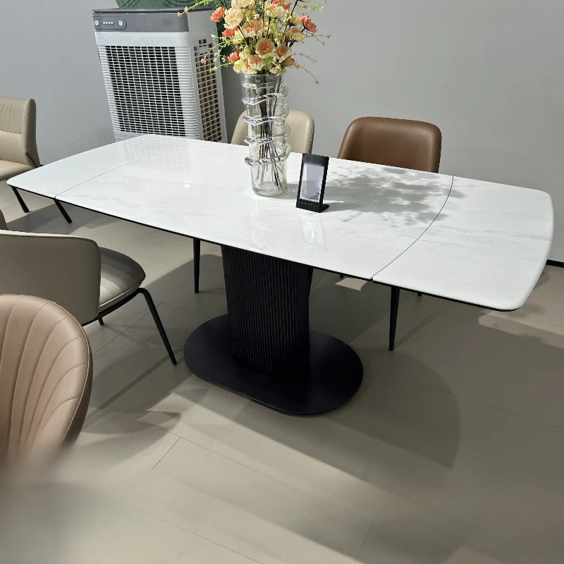

Telescopic dining table 1.2 meters 1.4 meters variable length 1.8 meters 2 rock slab microcrystalline stone function table
