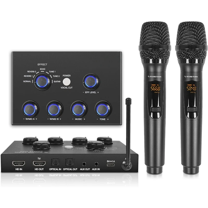 16 Channels Wireless Microphone Karaoke Mixer System w/ 2 Wireless Mics , Bluetooth, Soundbar, Receiver (SWM15-MAX)