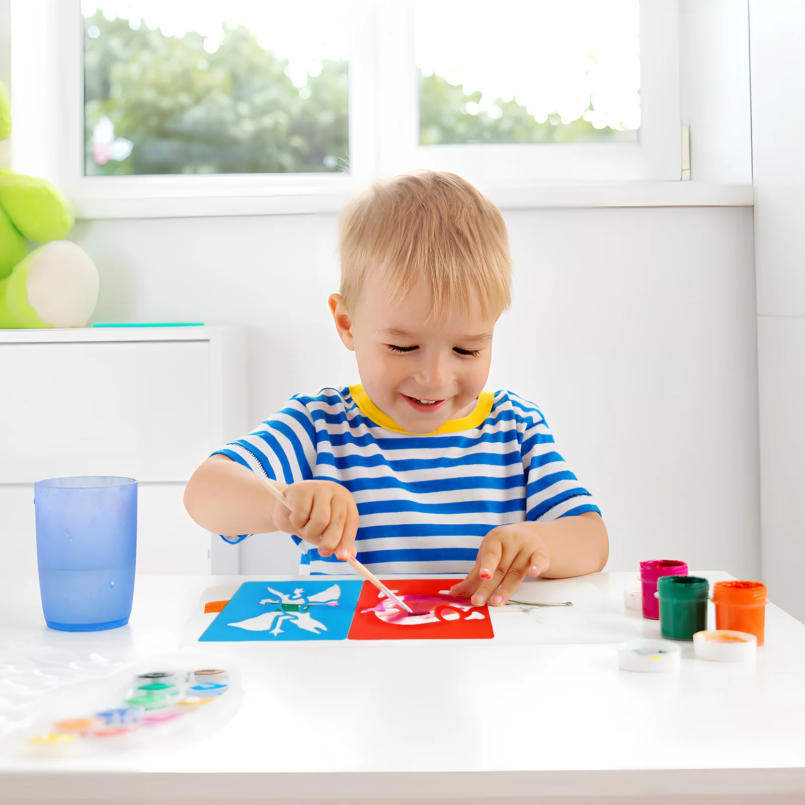 مجموعة واحدة من قوالب رسم استنسل الحيوانات، استنسل حائط كبير متين وقابل لإعادة الاستخدام للحرف اليدوية، فن الرسم على القصاصات