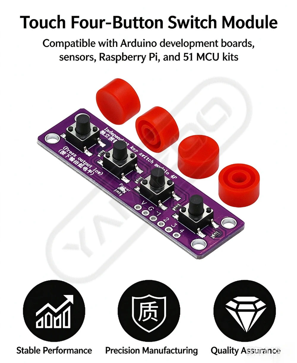 Leicht berührbares Vier-Tasten-Schaltmodul, kompatibel mit Arduino-Entwicklungsboard, Sensor, Raspberry Pi, 51-Mikrocontroller-Kit – Detail 1