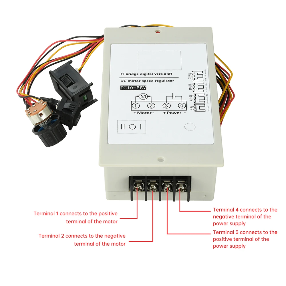 تيار مستمر 10-55 فولت 20 أمبير H-bridge تيار مستمر نحى وحدة تحكم في سرعة المحرك مع مقياس سرعة الدوران الرقمي بنسبة المئوية للدوران الأمامي والخلفي
