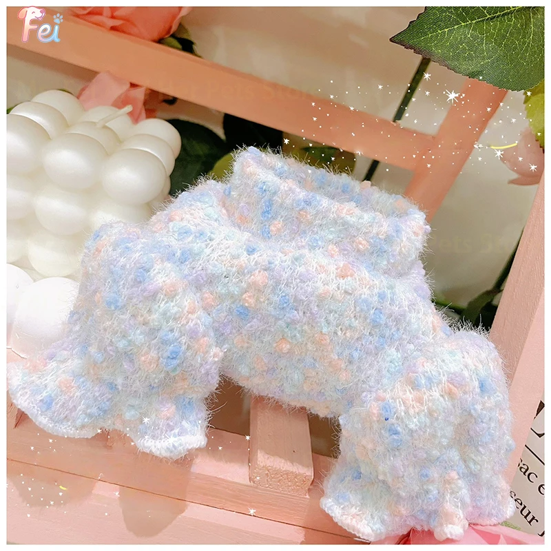 Pull tricoté à manches bulles et col haut pour animaux de compagnie, automne/hiver, manches bourgeons de fleurs d'amour, manteau de Base chaud, vêtements pour chiots