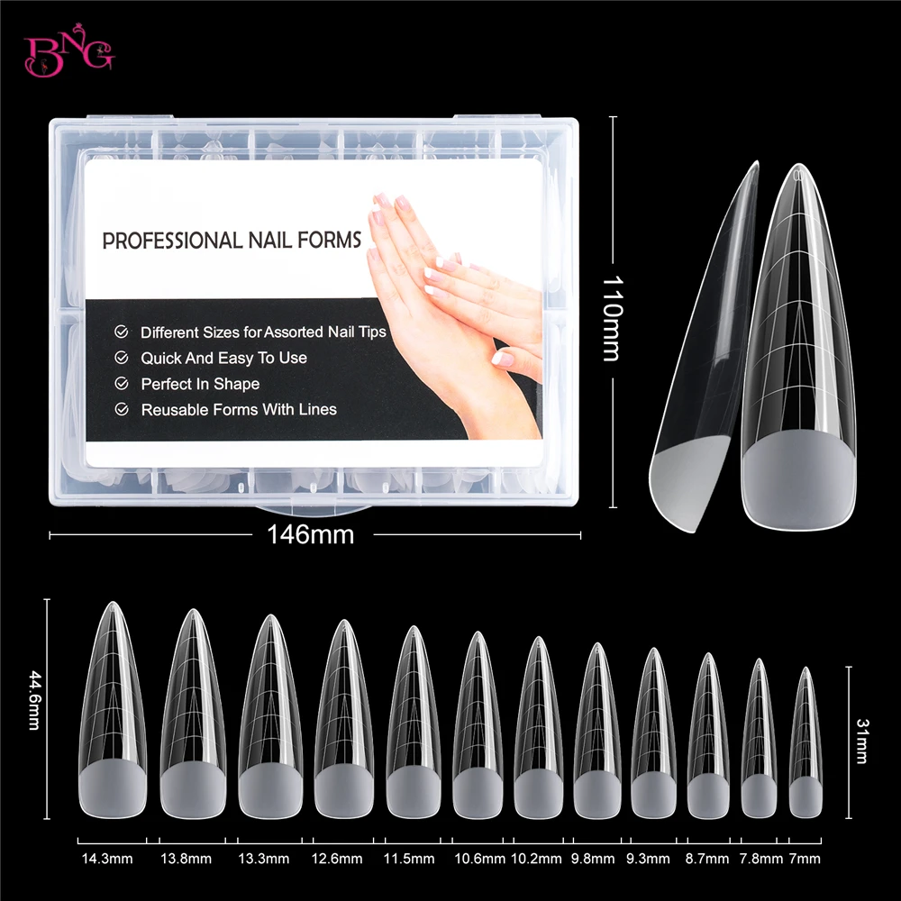 Bng 120pcs Französisch Dual Nagel formen Stiletto gebogene Nagel formen für Nagel Poly Extension Gel Builder Gel Acryl Nagels pitzen wieder verwendbar