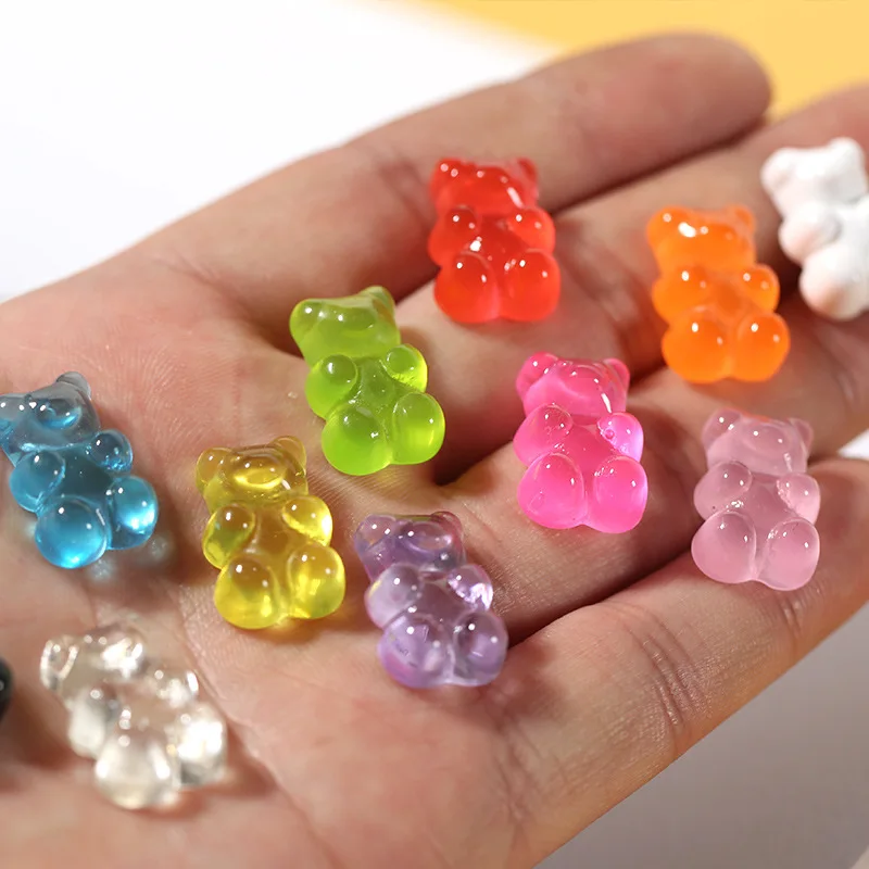 

20Pcs Candy Bear Nail Charms Crystal Transparent Jelly Gems Manicure Decorations Kawaii DIY Nail Rhinestones Accessories 12*17mm