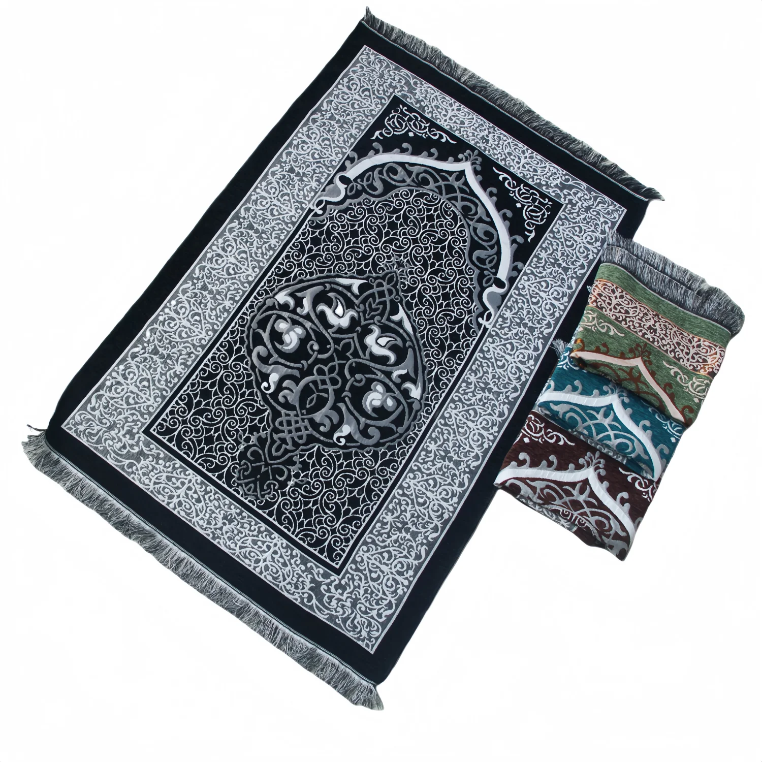 Light Luxury Floral Chenille Arch Prayer Rug, High-Density Chenille Fabric with Exquisite Edging Worship Mat