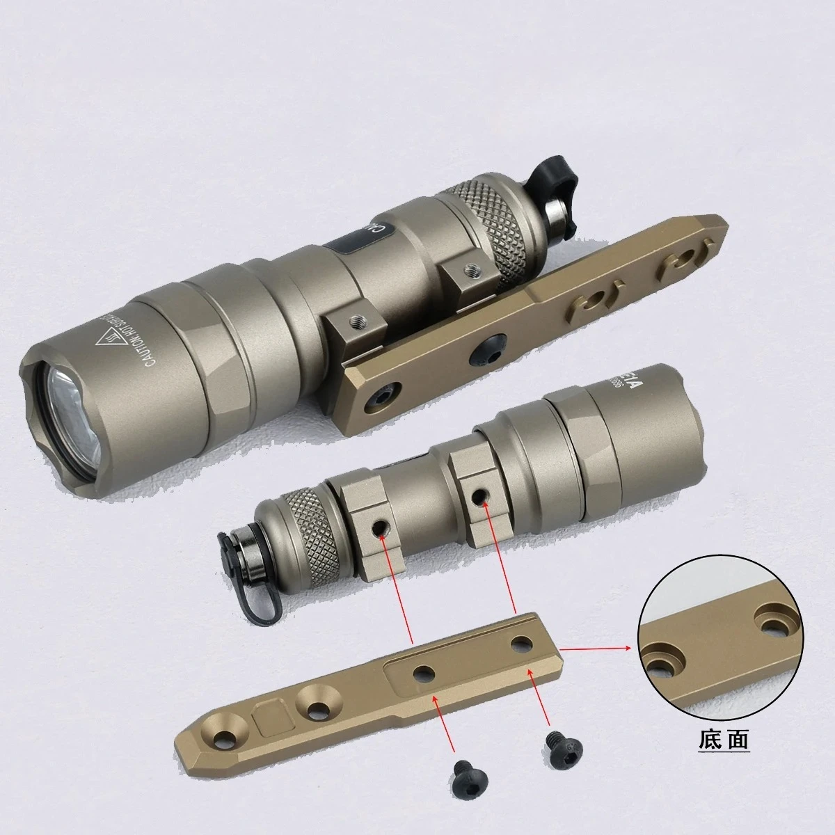 Taktische ARIS Serie Surefire M300 M600 Offset Scout Mount M-LK Keymod CNC SMR Schienenbasis Airsoft Taschenlampe Jagdzubehör – Detail 9
