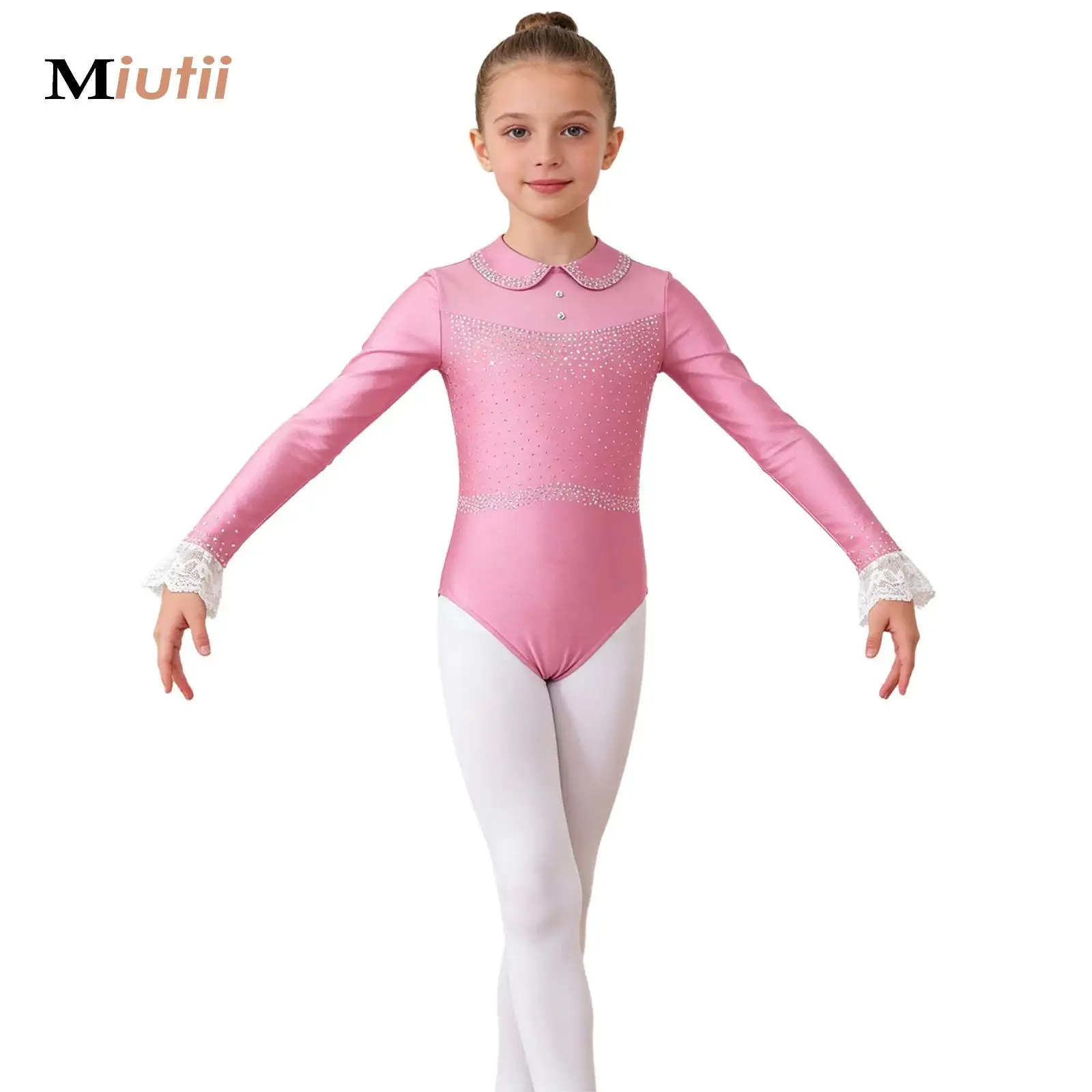 

Kids Girls Latin Dance Costume Shiny Rhinestone Acrobatics Gymnastics Leotard Figure Skating Ballet Modern Dance Jumpsuit Romper