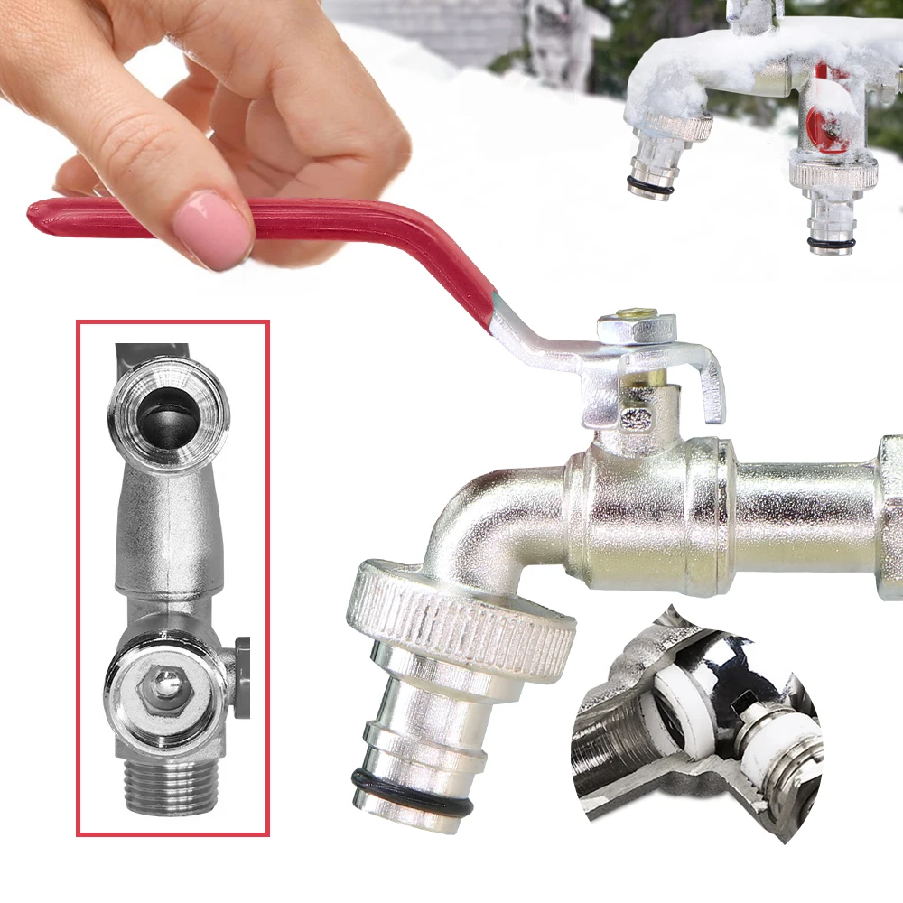 1/2'' 3/4'' 16mm Metal Water Tap 1-Way 2-Way Coupling Adapter Garden Home Irrigation Faucet Valve Fitting Stop Water Shut Off