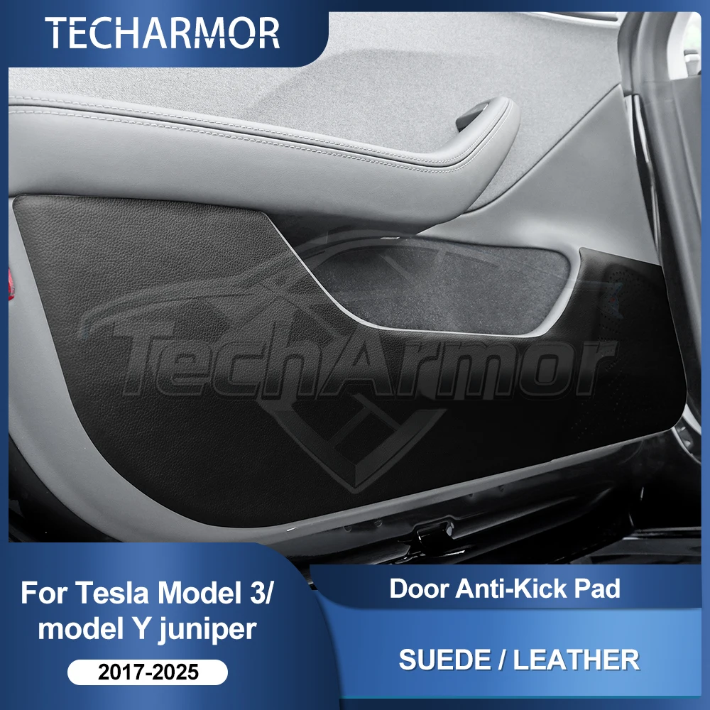 Für Tesla Model 3 Model Y Juniper 2017-26 Anti-Kick-Matte Wildleder-Türaufkleber Schmutzabweisende Trittschutzmatte Auto-Innenraumschutz