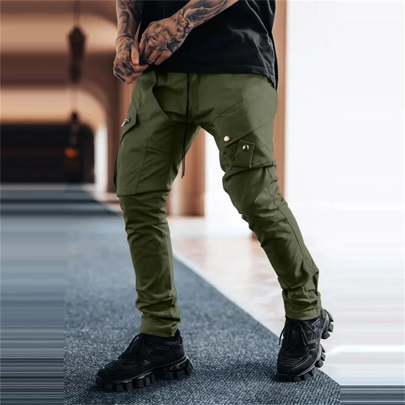 2022 männer der Seite Taschen Cargo Harem Hosen Zipper Schwarz Hip Hop Casual Männlichen Jogger Hosen Mode Casual Streetwear Hosen