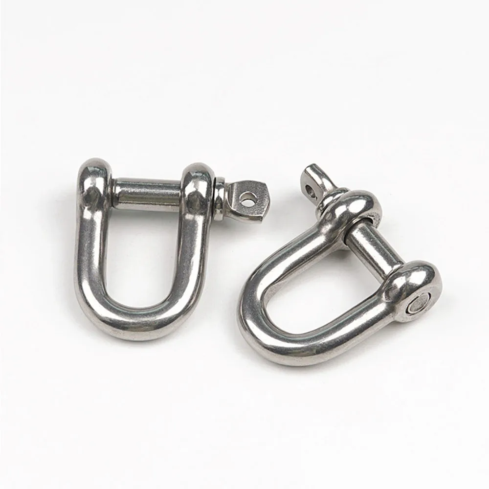 1Pcs 304 Stainless Steel Carabiner M4 M5 M6 M8 M10 M12 M14 D Bow Shackle Key Ring Hook Connector Buckles Outdoor Bracelet Buckle