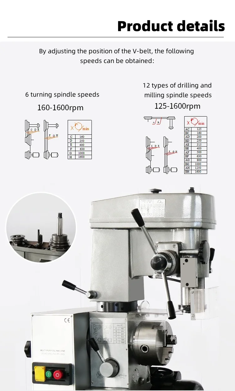 Multifunctional lathe bench drill small metal lathe turning drilling and milling machine