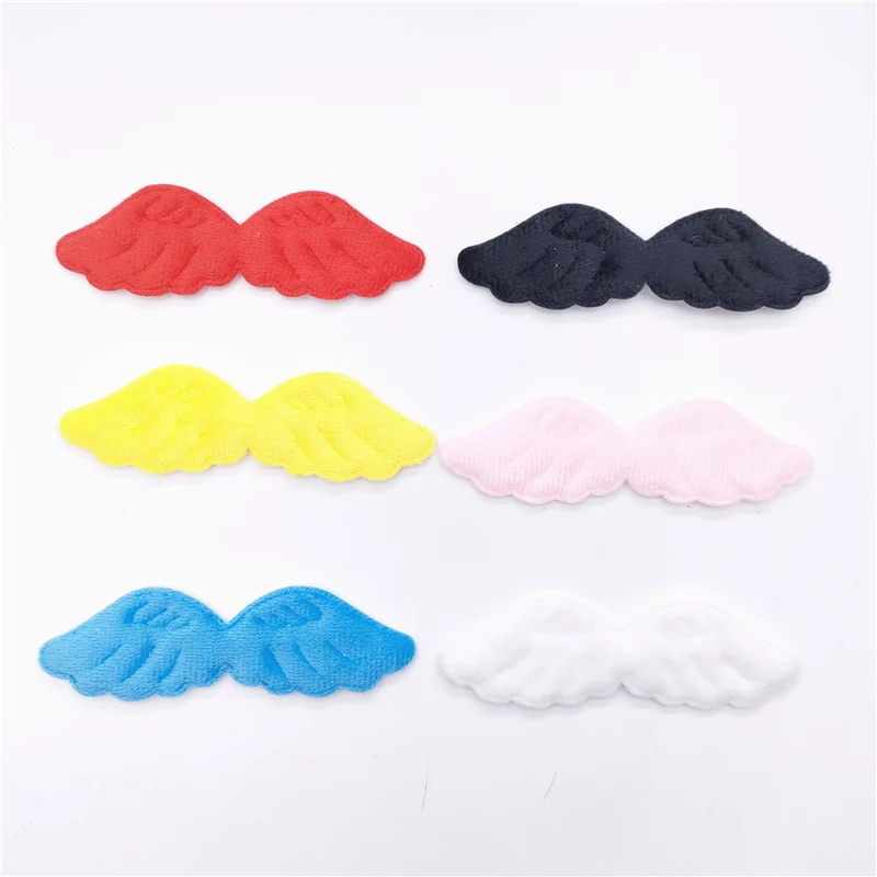 60Pcs Felt Angel Wing Padded Applique For DIY Baby Hair Clip Hat Headwear Crafts Patches Decor Ornament Clothing Accessories