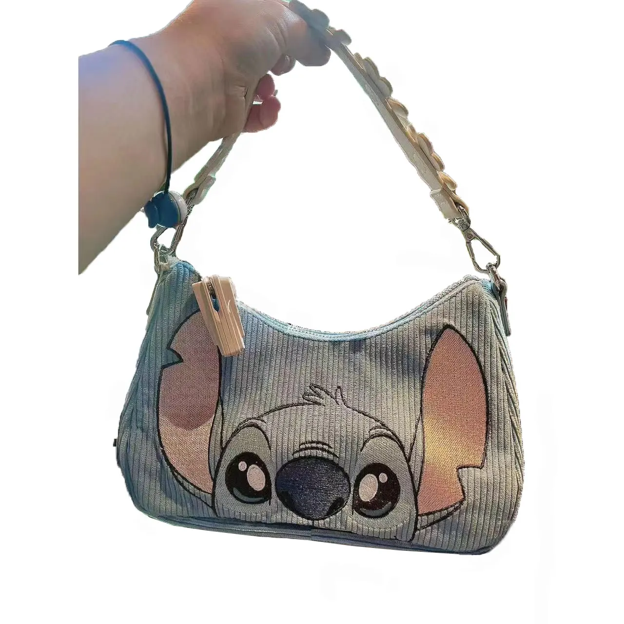 Cartoon Stitch Vintage Women Handbags Corduroy Underarm Bag Casual Women Shoulder Bags Solid Color Zipper Female Handbag Clutch