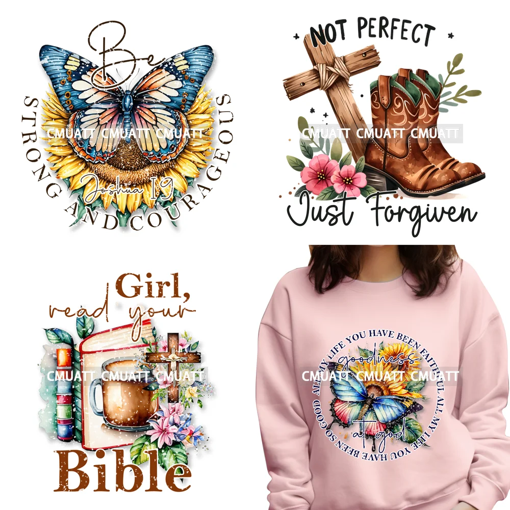 

Not Perfect Just Forgiven Christian Bible Verse God Jesus Faith Over Fear DTF Transfer Stickers DIY Ready To Press For T-shirts