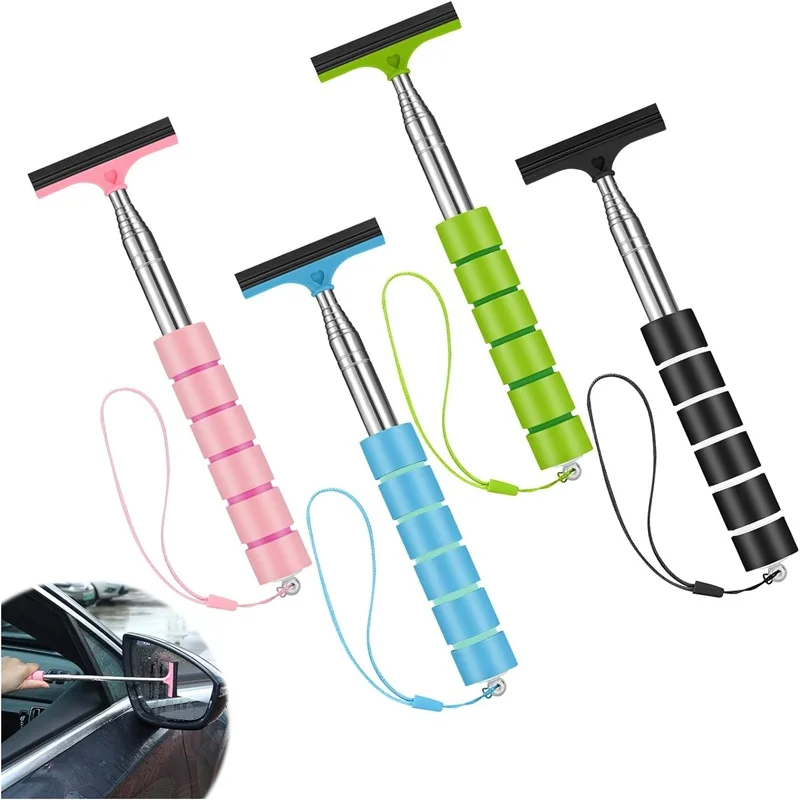 Retractable Car Rearview Mirror Wiper Portable Rainy Cleaning Supplies Rearview Mirror Water Remover Glass Rain Cleaning Tool