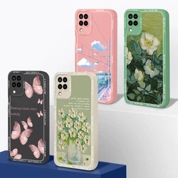 Luxury Case For Samsung Galaxy M12 A12 Pretty Butterfly Liquid Soft Silicone Cover For SamsungA125 F12 Shockproof Coques Funda