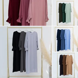 عباية إسلامية للنساء زي كريب إسلامي سادة فستان طويل أساسي دبي تركي محتشم كافان يرتدي الحجاب أفضل 12 مبيعات بدلات تركية - رقم 11