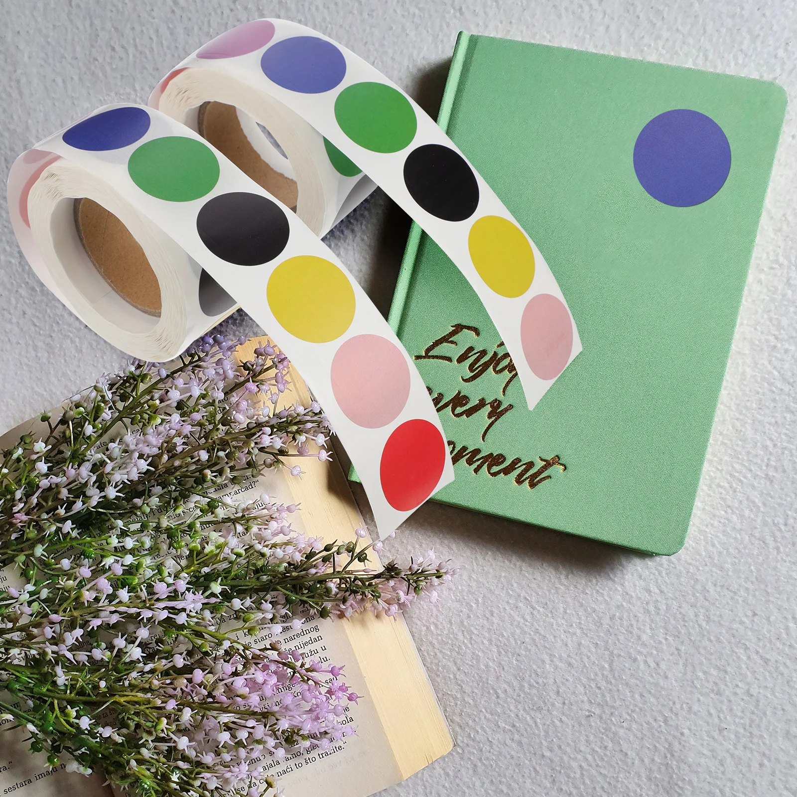 

2 Rolls Stickers Color Label Scrapbook Self-adhesive DIY Decorative Colorful Decals Gift Wrapping