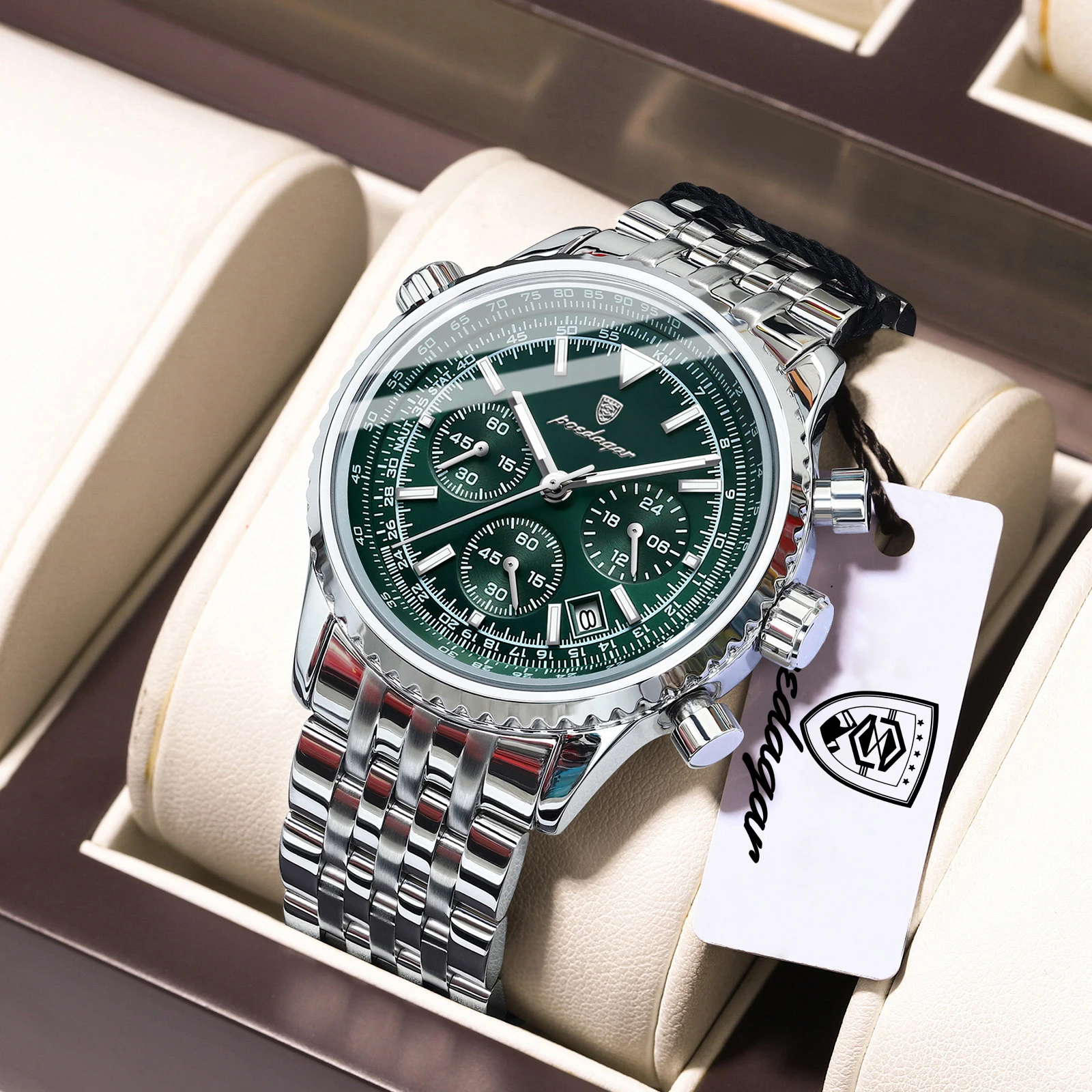 POEDAGAR Luxury Watches For Man Date Chronograph Stainless Steel Sport Men Watch Waterproof Luminous Quartz Military Men's Watch