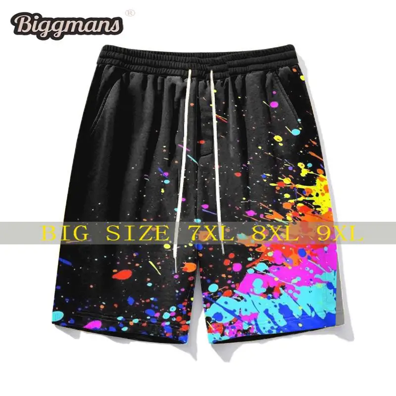 Biggmans L-9Xl Fashion Sports Shorts  Plus Size for Summer Oversize Block Man Big Skull Colorblock Black Degory 7XL 8XL 9XL