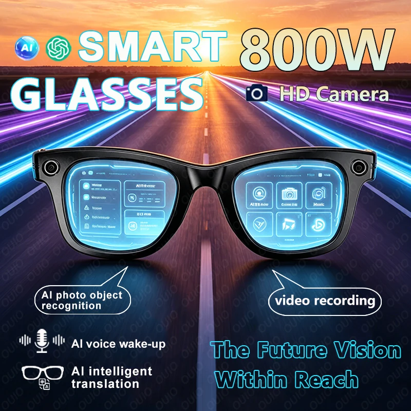 

Умные очки 2026 с ИИ-переводом, HD-камерой 800 МП, записью видео, распознаванием объектов, беспроводными звонками