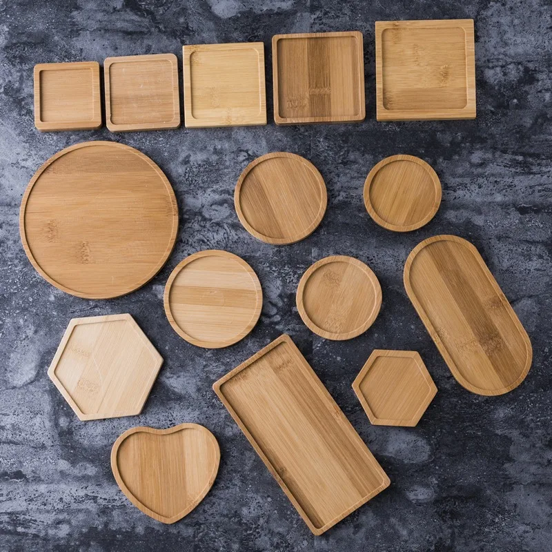 Home Decor Display Tray Collection Mini Flower Holders Bamboo Trays Mats Waterproof Wooden Box Platform Multi Functional Table
